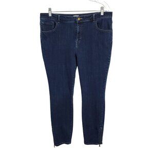 LOGO Lori Goldstein Size 16 Jeans 5 Pocket Skinny Stretch Denim Ankle Zipppers